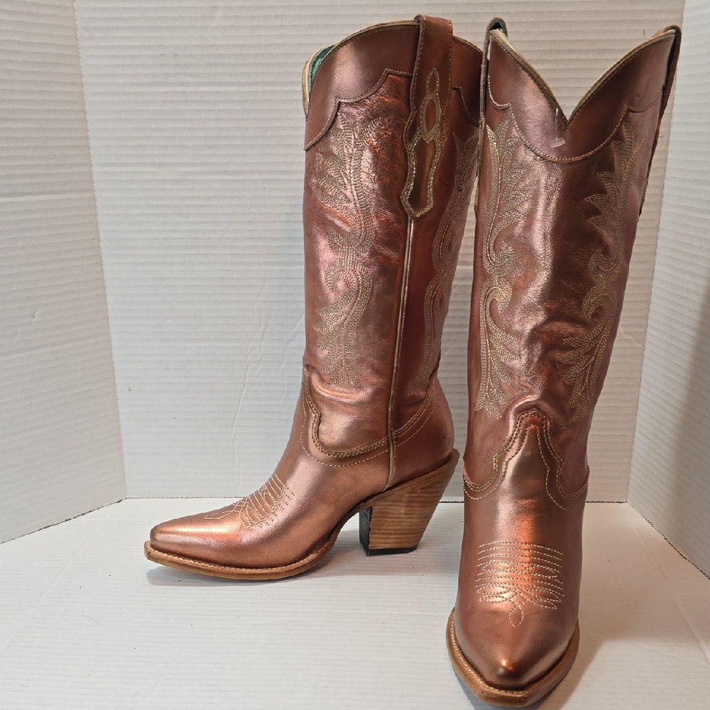 SOLD on eBay!!   Corral Rose Gold Embroidery Pointed Toe Western Boots
